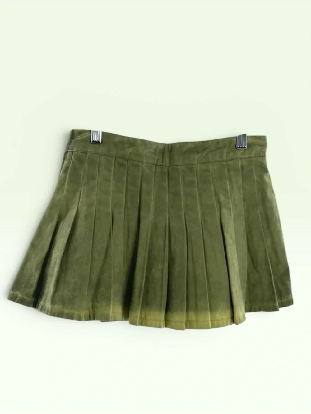 BDG Skort Micro Mini Pleated Skirt Acid Washed Denim Cotton Green Size S